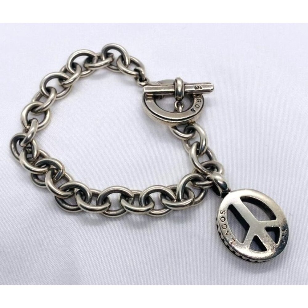 Lagos Sterling Silver 925 Peace Toggle Bracelet 7.25"